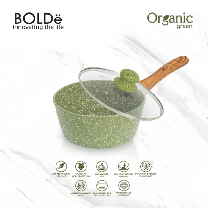Bolde Super Pan Organic Green Sauce Pan 18CM + Lid 